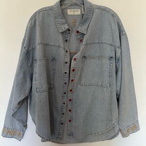 Denim shirt with heart print